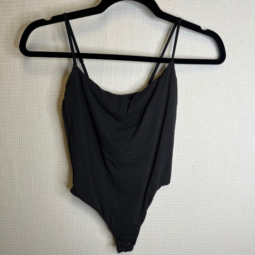 Skims Black Cowl Neck Bodysuit Sleeveless Adjustable Straps Small G140